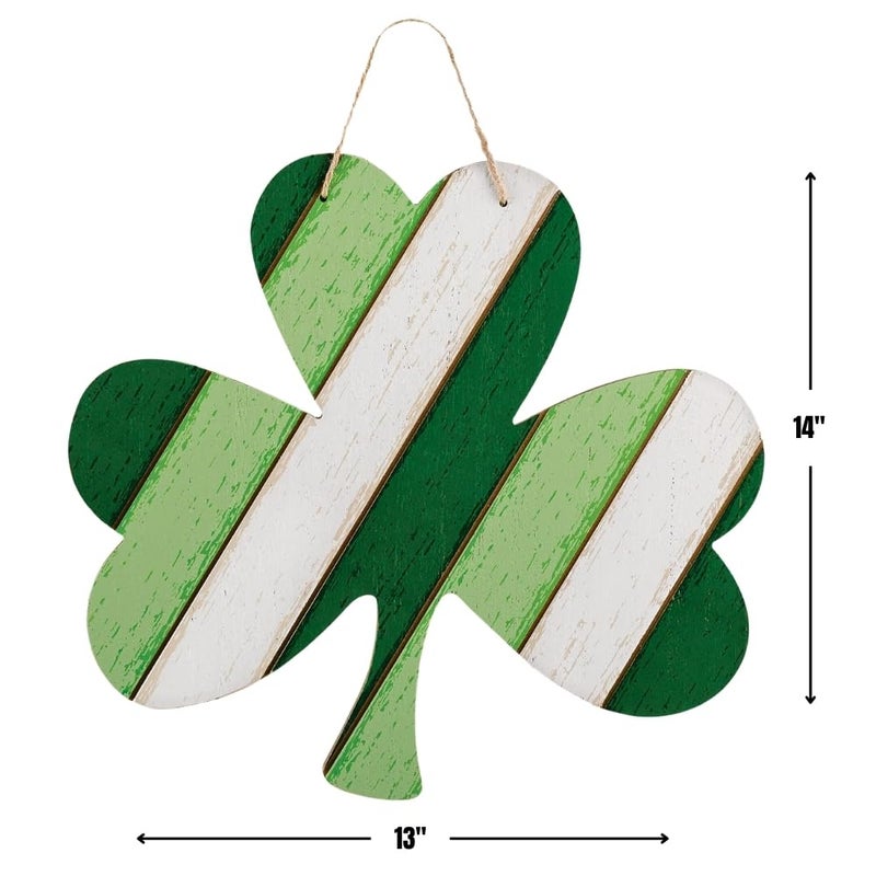 Amscan Vibrant Green Shamrock Hanging MDF Sign with Rope Hanger (13" x 14") - 1 Pc. - Perfect for Irish-Themed Decor, Parties & Celebrations - Image 2